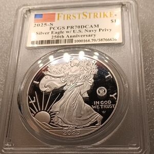 2025 Silver Eagle 250th Anniversary Proof Coin - Silver Navy Privy